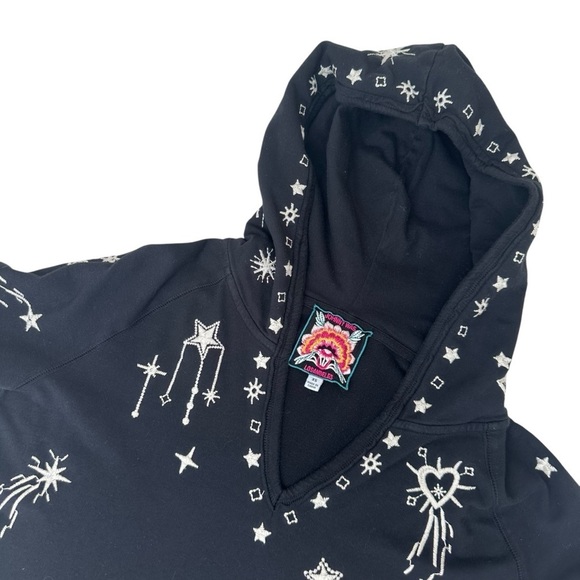 Johnny Was hoodie tunic black embroidered star moon sun celestial XS Angol Beach - Picture 8 of 16